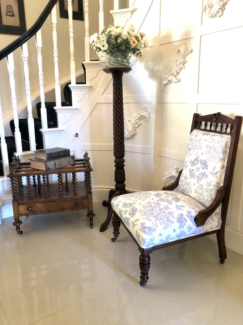 Antique Carved Walnut Ladies Chair - Image 4